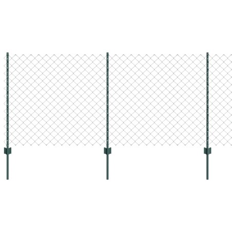 vidaXL Recinto a Maglie di Catena con 10 Pali U Verde 1x10 m Acciaio