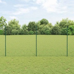 vidaXL Recinzione a Catena con 10 Pali U Verde 1,5x10 m Acciaio