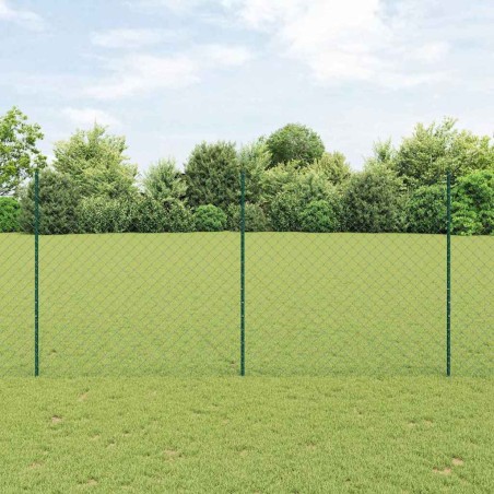 vidaXL Recinzione a Catena con 10 Pali U Verde 1,5x10 m Acciaio