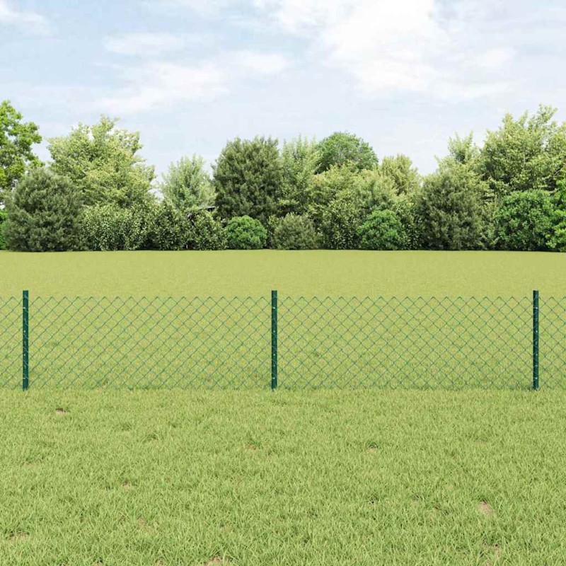 vidaXL Recinzione a Maglia Metallica con 22 Post U Verde 0.4x25 m in Acciaio vidaXL Recinzione a Maglia Metallica con 22 Post U Verde 0.4x25 m in Acciaio