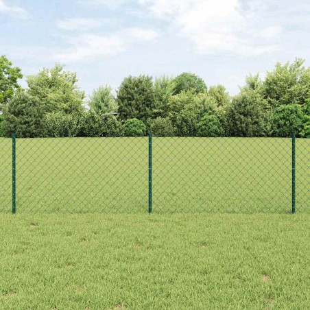 vidaXL Recinzione in Catena con 22 Pali a U Verde 0.6x25 m in Acciaio