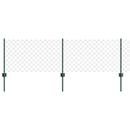 vidaXL Recinzione a Maglie con 22 Pali U Verde 0.6x25 m Acciaio