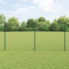 vidaXL Recinzione in catena con 22 pali U Verde 1,2x25 m Acciaio