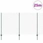 vidaXL Recinzione a Maglie con 22 Posti a U Verde 1.4x25 m Acciaio vidaXL Recinzione a Maglie con 22 Posti a U Verde 1.4x25 m Acciaio