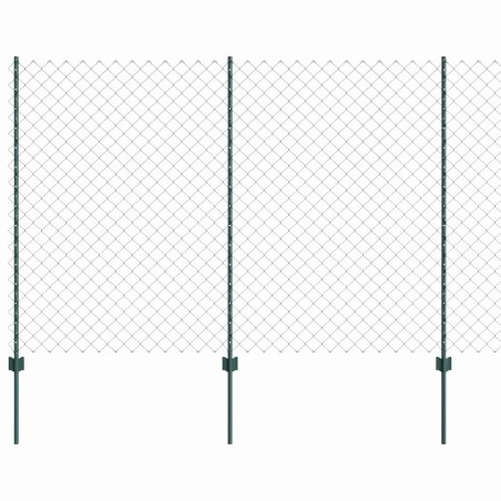 vidaXL Recinzione a Maglie di Catena con 22 Post U Verde 1,6x25 m Acciaio