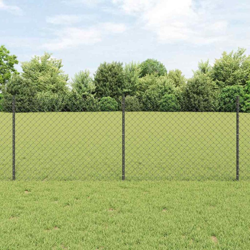 vidaXL Recinzione in Rete Metallica con 10 Post U Grigio 0.8x10 m in Acciaio vidaXL Recinzione in Rete Metallica con 10 Post U Grigio 0.8x10 m in Acciaio