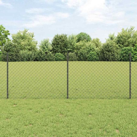 vidaXL Recinzione in Rete Metallica con 10 Post U Grigio 0.8x10 m in Acciaio