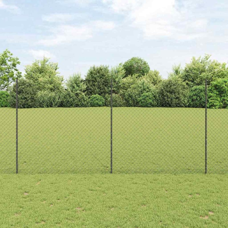 vidaXL Recinzione a maglie con 20 post U grigi 1,5x10 m in acciaio vidaXL Recinzione a maglie con 20 post U grigi 1,5x10 m in acciaio