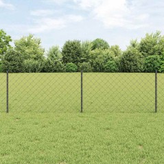 vidaXL Recinzione a Maglie con 10 Pali U Grigia 0.6x10 m Acciaio