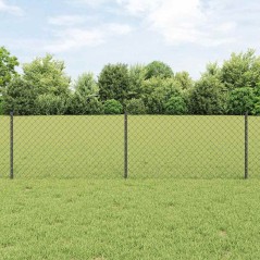vidaXL Recinzione in Rete Metallica con 22 Post U Grigi 0,6x25 m in Acciaio