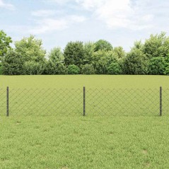 vidaXL Recinzione a Maglia Chain Link con 22 Post U Grigio 0.4x25 m Acciaio