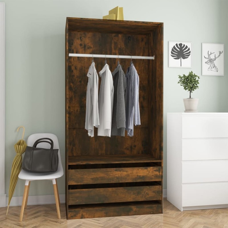 Armadio Rovere Fumo 100x50x200 cm in Legno Multistrato Armadio Rovere Fumo 100x50x200 cm in Legno Multistrato