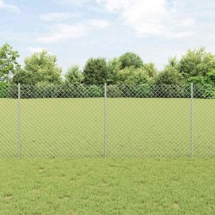 vidaXL Recinzione in Catena di con 20 Post U Argento 1x10 m in Acciaio
