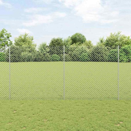 vidaXL Recinzione a Maglie di Catena con 20 Poste U Argento 1,5x10 m Acciaio