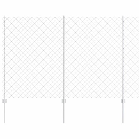 vidaXL Recinzione in rete metallica con 20 pali a U Argento 1,6x10 m Acciaio