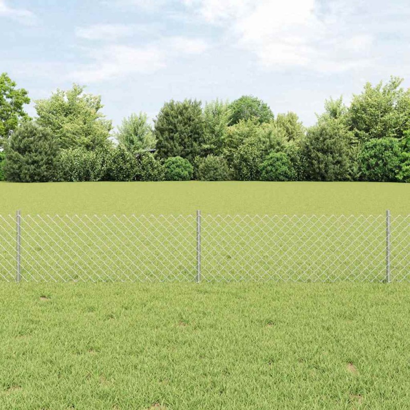vidaXL Recinzione a Catena con 22 Pali U Argento 0,4x25 m Acciaio vidaXL Recinzione a Catena con 22 Pali U Argento 0,4x25 m Acciaio