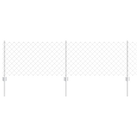 vidaXL Recinzione a Maglie Metalliche con 22 Post in Argento 0.6x25 m Acciaio