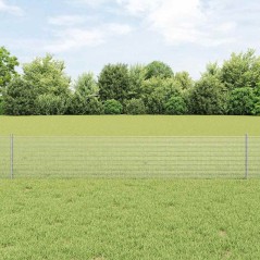 vidaXL Recinzione in rete saldata con 5 pali U Argento 0.4x10 m Acciaio