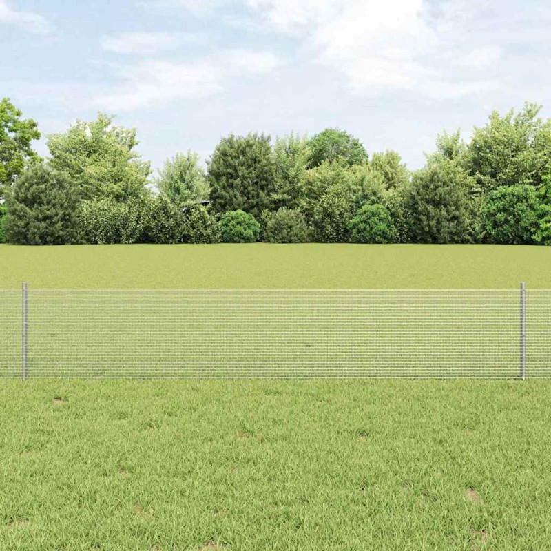 vidaXL Recinzione in rete saldata con 5 pali U Argento 0.4x10 m Acciaio vidaXL Recinzione in rete saldata con 5 pali U Argento 0.4x10 m Acciaio