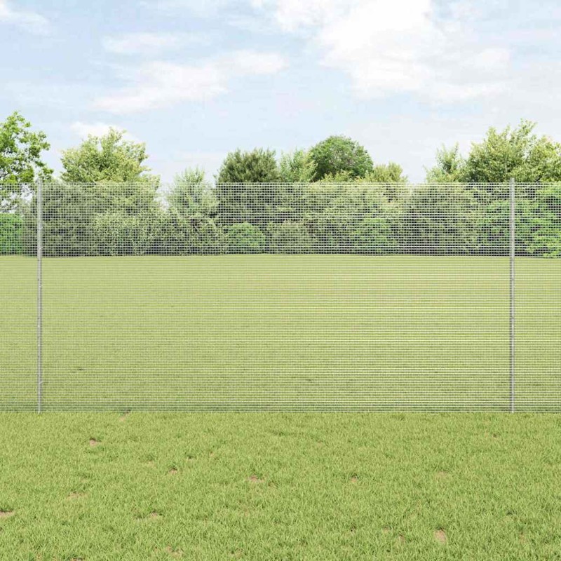 vidaXL Recinzione in Filo Saldato con 10 Post in Acciaio Argento 1.2x10 m vidaXL Recinzione in Filo Saldato con 10 Post in Acciaio Argento 1.2x10 m