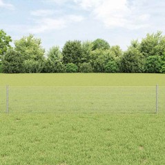 vidaXL Recinzione in rete saldata con 11 posti a U Argento 0.4x25 m Acciaio