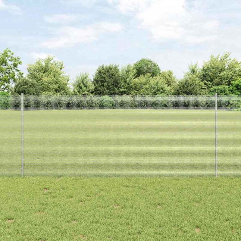 vidaXL Recinzione in Filo Saldato con 22 Post U Argento 1x25 m Acciaio vidaXL Recinzione in Filo Saldato con 22 Post U Argento 1x25 m Acciaio