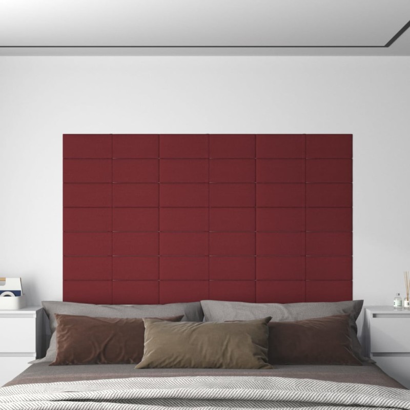 Pannelli Murali 12 pz Rosso Vino 60x15 cm Tessuto 1,08 m² Pannelli Murali 12 pz Rosso Vino 60x15 cm Tessuto 1,08 m²