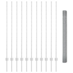 vidaXL Recinzione in Filo Saldato con 22 Post in U Argento 1.4x25 m Acciaio