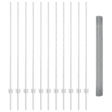 vidaXL Recinzione in Filo Saldato con 22 Post in U Argento 1.4x25 m Acciaio