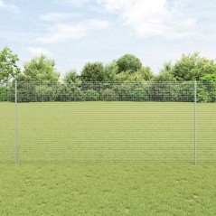 vidaXL Recinto in Rete Saldato con 22 Post Argento 1.4x25 m Acciaio