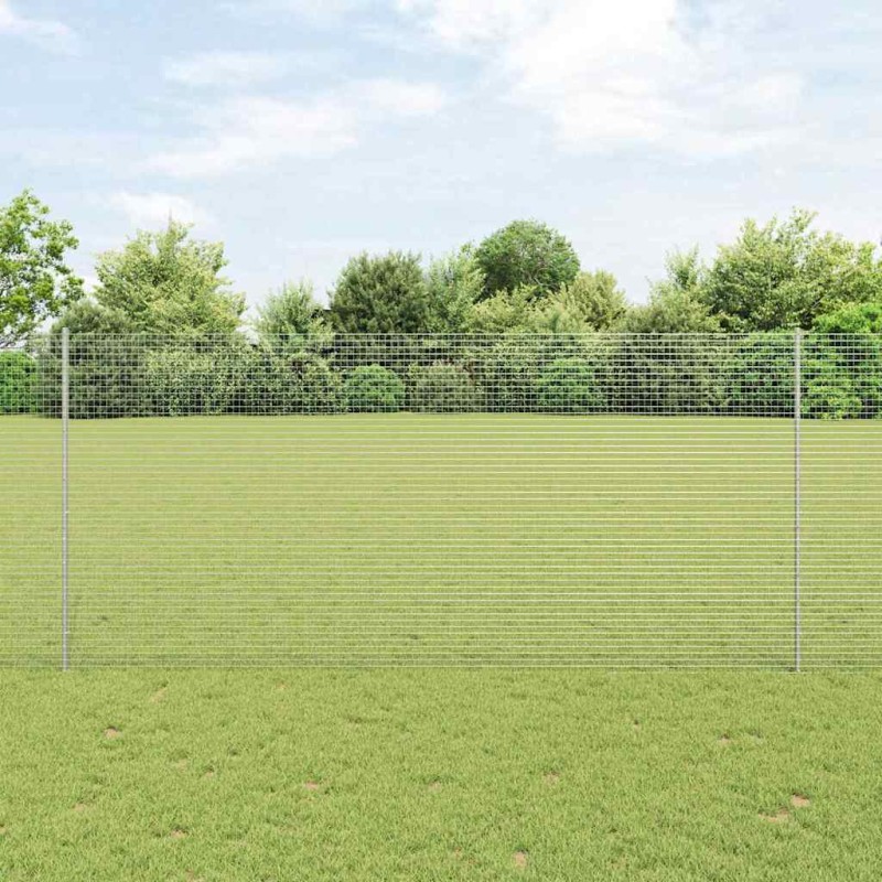 vidaXL Recinto in Rete Saldato con 22 Post Argento 1.4x25 m Acciaio vidaXL Recinto in Rete Saldato con 22 Post Argento 1.4x25 m Acciaio