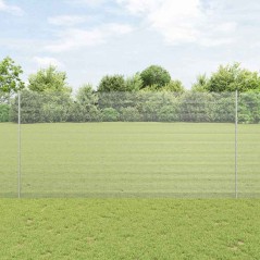 vidaXL Recinzione in Rete Saldatura con 22 Pali U Argento 1,5x25 m Acciaio