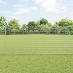 vidaXL Recinzione a Rete Saldato con 22 Pali U Argento 1.6x25 m Acciaio