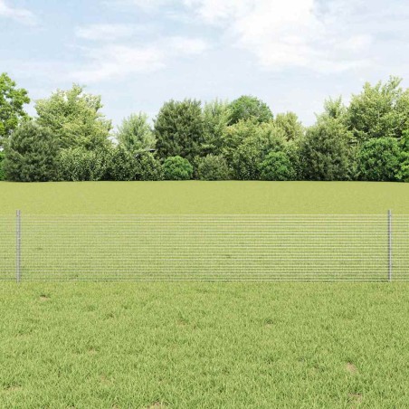 vidaXL Recinzione in Filo Saldato con 22 Pali U Argento 0.4x50 m Acciaio
