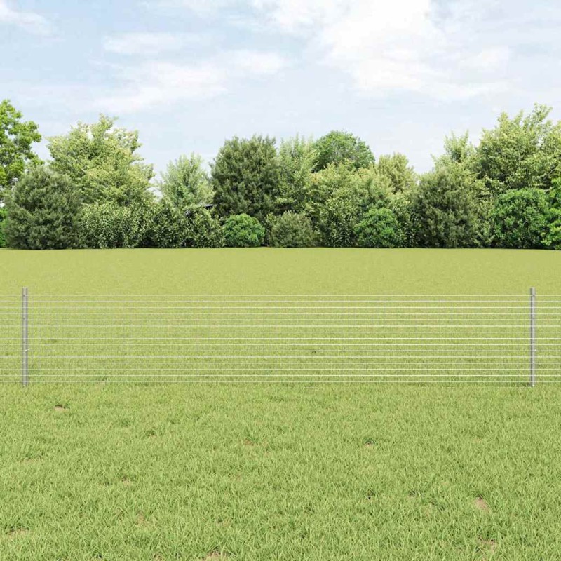 vidaXL Recinzione in Filo Saldato con 22 Pali Argento 0.4x50 m Acciaio