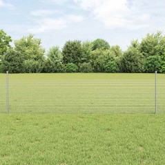 vidaXL Recinzione in Rete Saldata con 22 Pali U Argento 0.5x50 m Acciaio