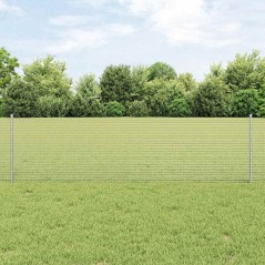 vidaXL Recinzione in Filo Saldato con 22 Pali U Argento 0.6x50 m Acciaio
