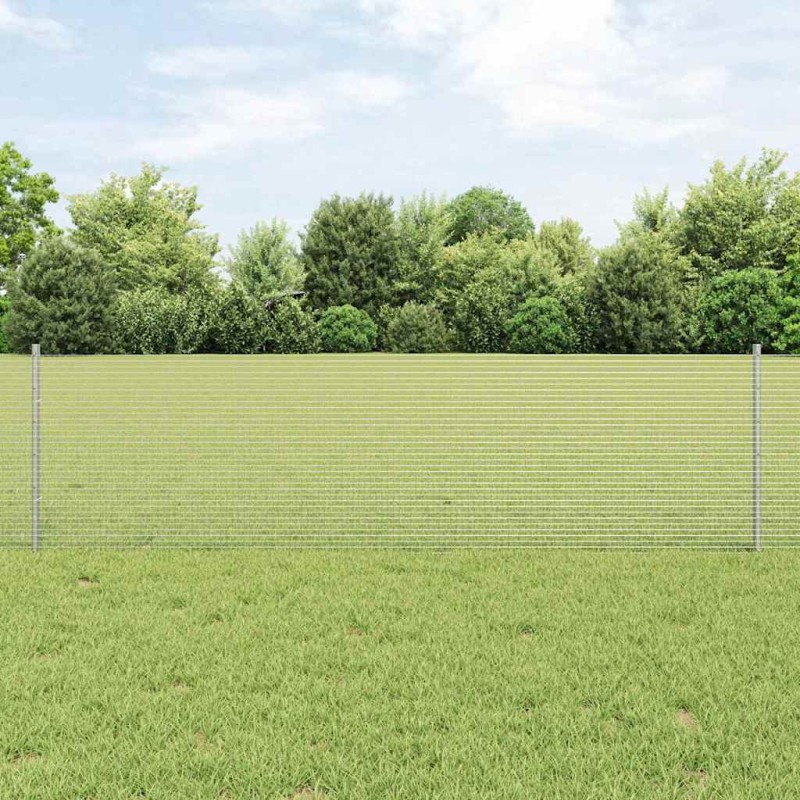vidaXL Recinzione in Filo Saldato con 22 Pali U Argento 0.6x50 m Acciaio vidaXL Recinzione in Filo Saldato con 22 Pali U Argento 0.6x50 m Acciaio