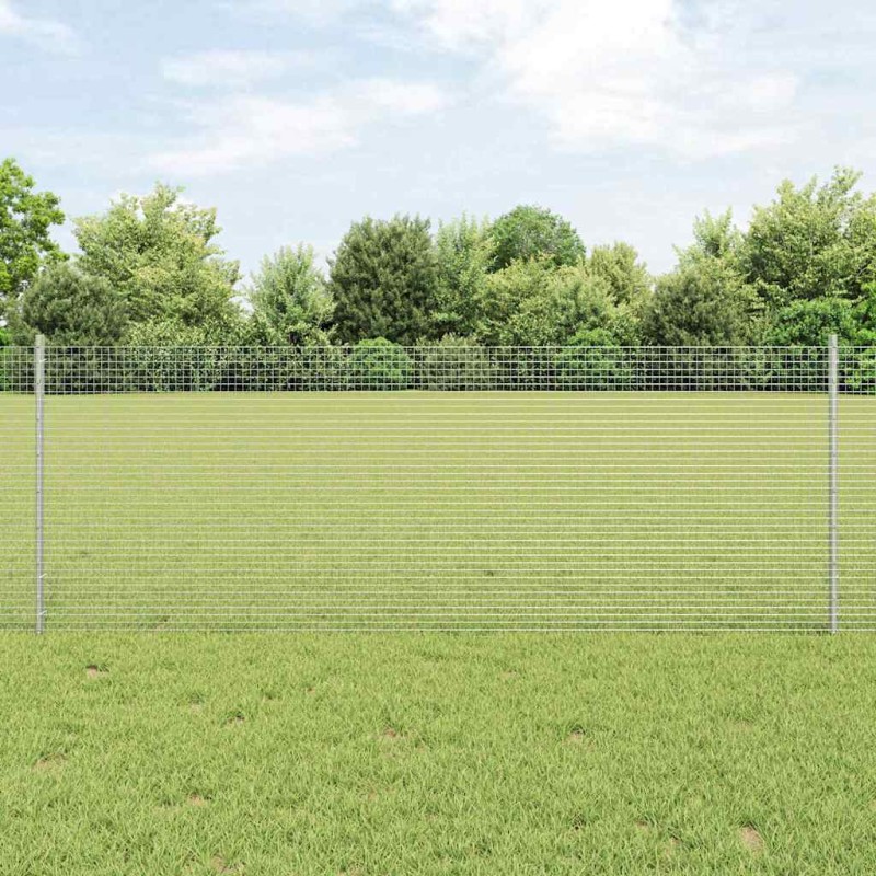 vidaXL Recinzione in Filo Saldato con 22 Post in Argento 0.8x50 m Acciaio vidaXL Recinzione in Filo Saldato con 22 Post in Argento 0.8x50 m Acciaio