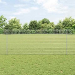 vidaXL Recinzione in Filo Saldato con 44 Pali U Argento 1x50 m Acciaio