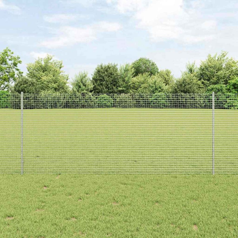 vidaXL Recinzione in Filo Saldato con 44 Post U Argento 1x50 m Acciaio vidaXL Recinzione in Filo Saldato con 44 Post U Argento 1x50 m Acciaio