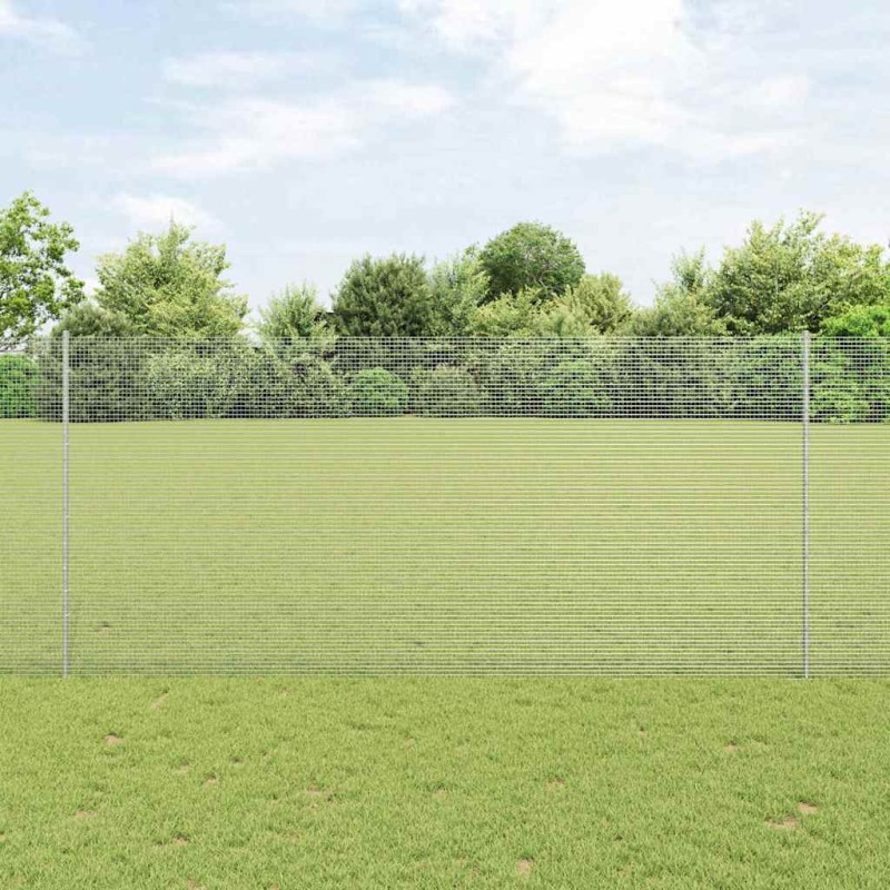 vidaXL Recinto in rete saldata con 44 post U Argento 1.4x50 m Acciaio vidaXL Recinto in rete saldata con 44 post U Argento 1.4x50 m Acciaio