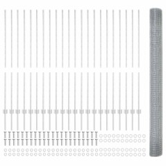 vidaXL Recinzione in Filo Saldato con 44 U Post Argento 1.4x50 m Acciaio