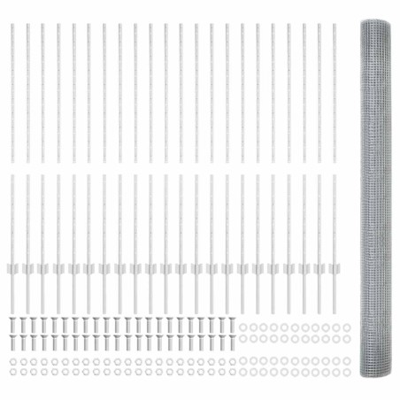 vidaXL Recinzione in Filo Saldato con 44 U Post Argento 1.4x50 m Acciaio