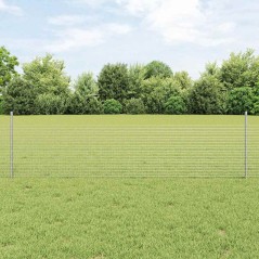 vidaXL Recinzione Rete Saldato con 44 Pali Argento 0.5x100 m Acciaio