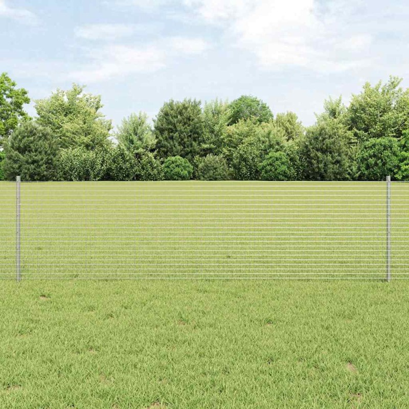 vidaXL Recinzione in Rete Saldato con 44 Posti U Argento 0.6x100 m Acciaio vidaXL Recinzione in Rete Saldato con 44 Posti U Argento 0.6x100 m Acciaio