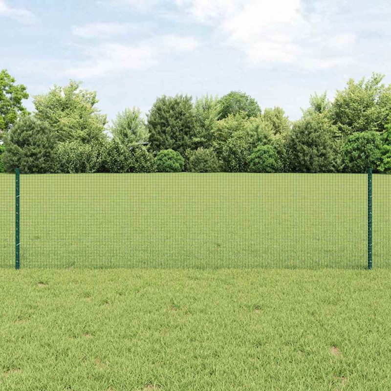 vidaXL Recinzione in filo saldato con 5 pali a U verde 0.6x10 m in acciaio vidaXL Recinzione in filo saldato con 5 pali a U verde 0.6x10 m in acciaio