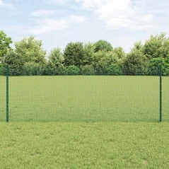 vidaXL Recinzione in filo saldato con 5 pali U Verde 0.8x10 m Acciaio