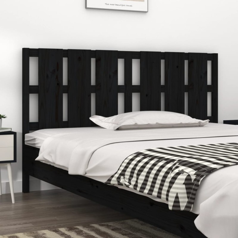 Testiera per Letto Nera 185,5x4x100cm in Legno Massello di Pino Testiera per Letto Nera 185,5x4x100cm in Legno Massello di Pino