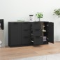 Credenze 2 pz Nere 60x30x70 cm in Legno Multistrato Credenze 2 pz Nere 60x30x70 cm in Legno Multistrato
